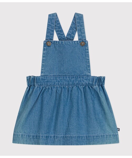【セール】ライトデニムジャンパースカート（ワンピース）｜PETIT BATEAU（プチバトー） 5,775円