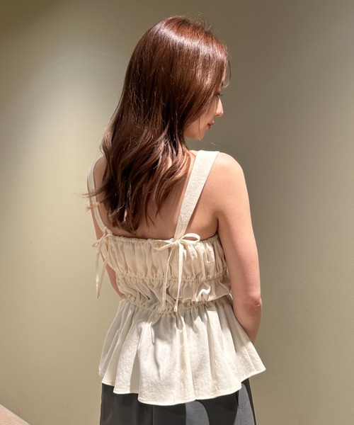 FRAY I.D(フレイアイディー)の「シャーリングフリルペプラムブラウス(シャツ/ブラウス・レディース・ブラック/オフホワイト/インディゴブルー・FREE)」の7枚目の写真