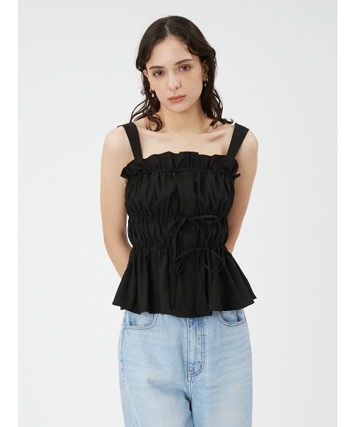 FRAY I.D(フレイアイディー)の「シャーリングフリルペプラムブラウス(シャツ/ブラウス・レディース・ブラック/オフホワイト/インディゴブルー・FREE)」の10枚目の写真