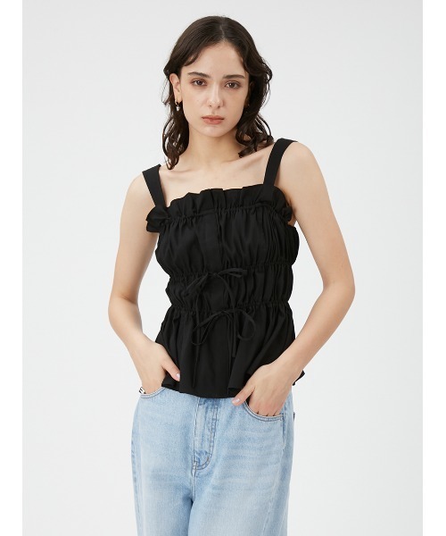 FRAY I.D(フレイアイディー)の「シャーリングフリルペプラムブラウス(シャツ/ブラウス・レディース・ブラック/オフホワイト/インディゴブルー・FREE)」の18枚目の写真