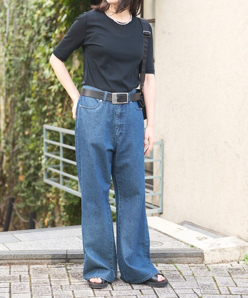 RIVE DROITE（リヴドロワ）の「MONN.:.(モン)/ゴブソデクルーTee（Tシャツ/カットソー・レディース・ブラック/オフホワイト/ブラウン・FREE）」の13枚目の写真