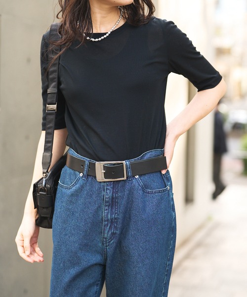 RIVE DROITE（リヴドロワ）の「MONN.:.(モン)/ゴブソデクルーTee（Tシャツ/カットソー・レディース・ブラック/オフホワイト/ブラウン・FREE）」の15枚目の写真