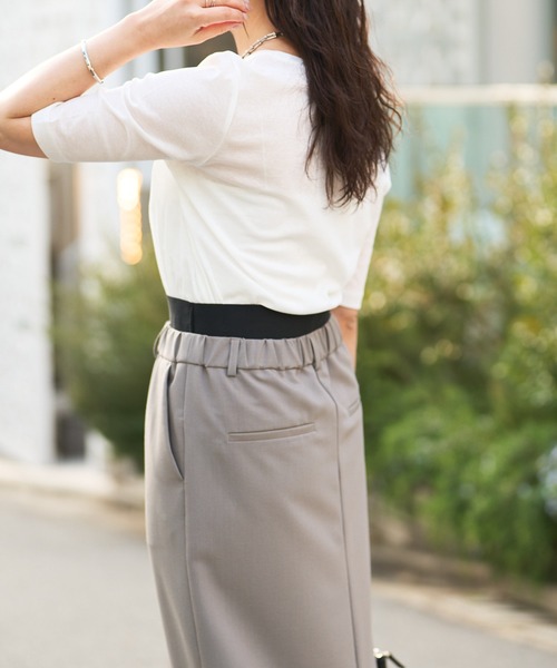 RIVE DROITE（リヴドロワ）の「MONN.:.(モン)/ゴブソデクルーTee（Tシャツ/カットソー・レディース・ブラック/オフホワイト/ブラウン・FREE）」の9枚目の写真