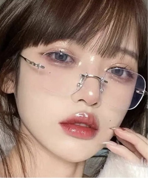 Jelly moo（ジェリームー）の「【 Jelly moo / ジェリームー 】 クリアレンズ リムレス スクエア メガネ #（メガネ・レディース・シルバー・FREE）」の10枚目の写真