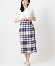 O'neil of Dublin リネン キルトスカート ロング 81cm Wワイドベルト