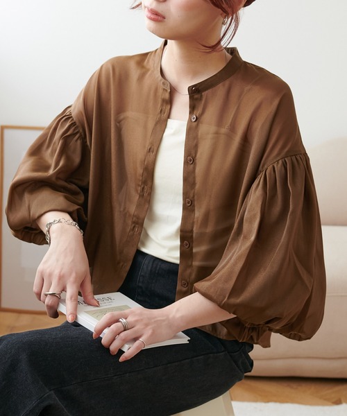 DISCOAT（ディスコート）の「《新色追加！》ラメシアー袖バルーンブラウス（シャツ/ブラウス・レディース・アイボリー/ブラック/レモンイエロー/ブラウン・FREE）」の4枚目の写真