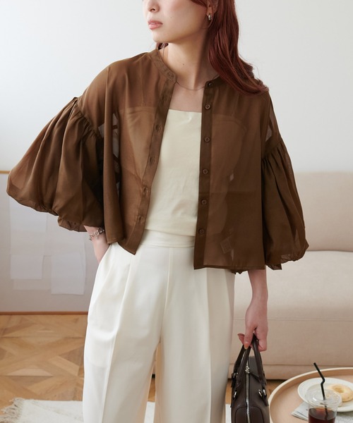 DISCOAT（ディスコート）の「《新色追加！》ラメシアー袖バルーンブラウス（シャツ/ブラウス・レディース・アイボリー/ブラック/レモンイエロー/ブラウン・FREE）」の7枚目の写真