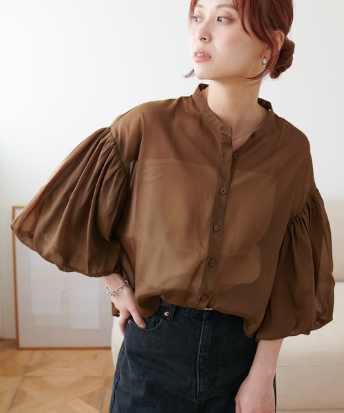 DISCOAT（ディスコート）の「《新色追加！》ラメシアー袖バルーンブラウス（シャツ/ブラウス・レディース・アイボリー/ブラック/レモンイエロー/ブラウン・FREE）」の15枚目の写真