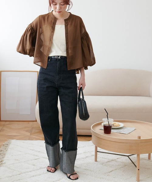 DISCOAT（ディスコート）の「《新色追加！》ラメシアー袖バルーンブラウス（シャツ/ブラウス・レディース・アイボリー/ブラック/レモンイエロー/ブラウン・FREE）」の14枚目の写真