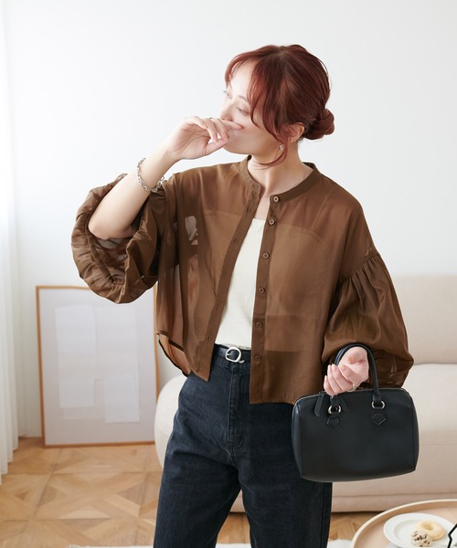 DISCOAT（ディスコート）の「《新色追加！》ラメシアー袖バルーンブラウス（シャツ/ブラウス・レディース・アイボリー/ブラック/レモンイエロー/ブラウン・FREE）」の13枚目の写真