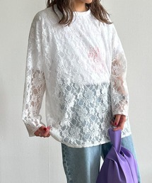 Kotoe（コトエ）の「ビッグシルエット フラワーレーストップス（Tシャツ/カットソー）」