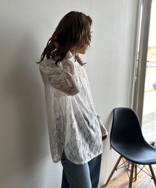 Kotoe(コトエ)の「ビッグシルエット フラワーレーストップス(Tシャツ/カットソー・レディース・ブラック/ホワイト・FREE)」の10枚目の写真