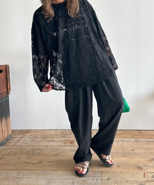 Kotoe(コトエ)の「ビッグシルエット フラワーレーストップス(Tシャツ/カットソー・レディース・ブラック/ホワイト・FREE)」の12枚目の写真