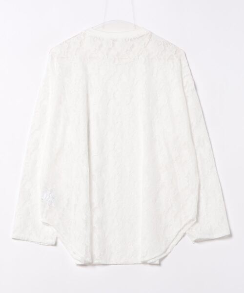 ☆☆45RPM　レース配色ビッグシルエットカットソー（0）美品☆☆ Lace Ladies tシャツ カレッジロゴ風 ビッグシルエット 半袖 ドロップ