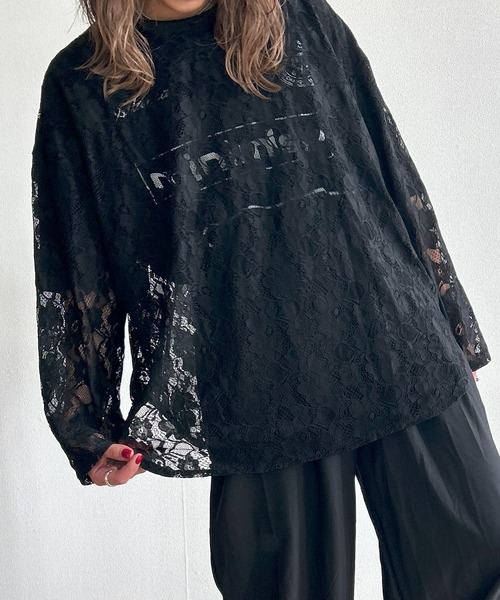 Kotoe(コトエ)の「ビッグシルエット フラワーレーストップス(Tシャツ/カットソー・レディース・ブラック/ホワイト・FREE)」の14枚目の写真