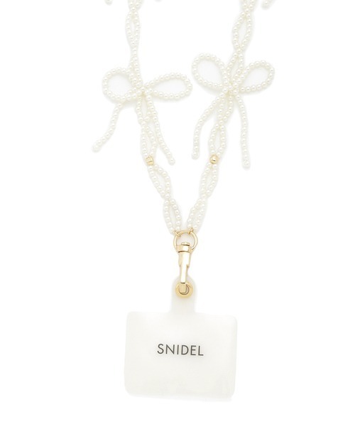 スナイデル snidel リボンビーズスマホショルダー CRM クリーム★新品 SNIDEL（スナイデル）の「リボンビーズスマホショルダー