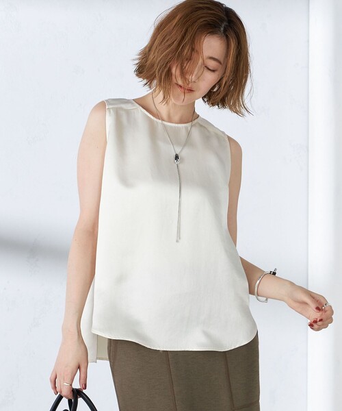 SHIPS（シップス）の「〈手洗い可能〉サテン ノースリーブ ブラウス ◇（シャツ/ブラウス・レディース・ブラック/ベージュ/オフホワイト・ONE SIZE）」の21枚目の写真