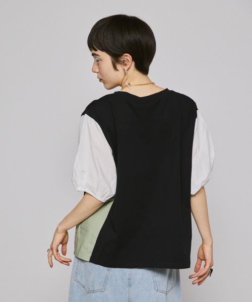 manana suerte(マニャーナスエルテ)の「ドルマンスリーブ切替Tシャツ(Tシャツ/カットソー・レディース・ブラック/ホワイト・FREE)」の8枚目の写真