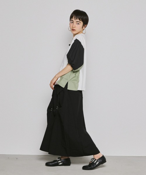 manana suerte(マニャーナスエルテ)の「ドルマンスリーブ切替Tシャツ(Tシャツ/カットソー・レディース・ブラック/ホワイト・FREE)」の5枚目の写真