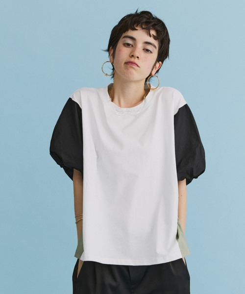 manana suerte(マニャーナスエルテ)の「ドルマンスリーブ切替Tシャツ(Tシャツ/カットソー・レディース・ブラック/ホワイト・FREE)」の13枚目の写真