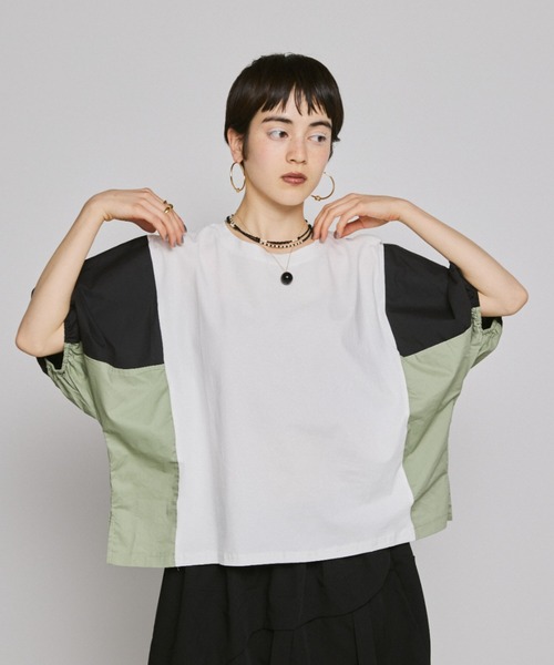 manana suerte(マニャーナスエルテ)の「ドルマンスリーブ切替Tシャツ(Tシャツ/カットソー・レディース・ブラック/ホワイト・FREE)」の19枚目の写真