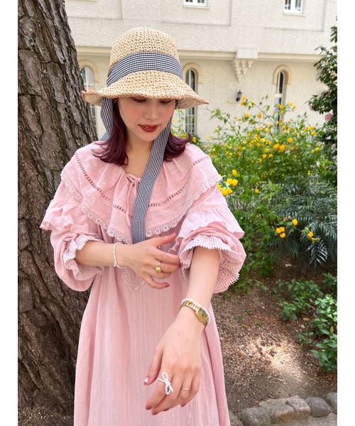 jumelle（ジュメロ）の「check tape straw hat（ハット・レディース・ベージュ・FREE）」の10枚目の写真