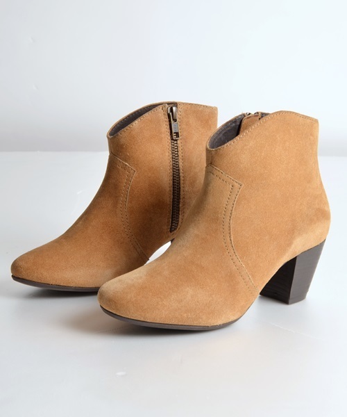 SHIPS for women(シップスフォーウィメン)の「nacer de pie:スエードヒールブーツ◇(ブーツ・レディース・ブラック/グレイッシュベージュ/キャメル・36/37/38/35)」の1枚目の写真