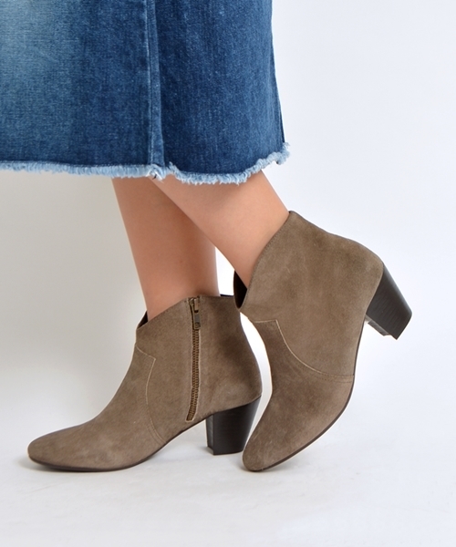 SHIPS for women(シップスフォーウィメン)の「nacer de pie:スエードヒールブーツ◇(ブーツ・レディース・ブラック/グレイッシュベージュ/キャメル・36/37/38/35)」の3枚目の写真