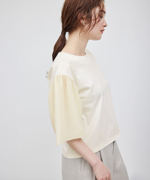 ROPE'(ロペ)の「オーガンジー袖カットソー(Tシャツ/カットソー・レディース・ベージュ/ブラック/ホワイト・FREE)」の10枚目の写真