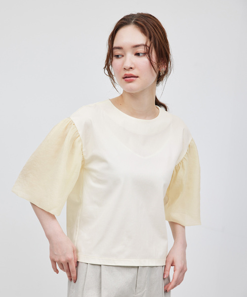 ROPE'(ロペ)の「オーガンジー袖カットソー(Tシャツ/カットソー・レディース・ベージュ/ブラック/ホワイト・FREE)」の11枚目の写真