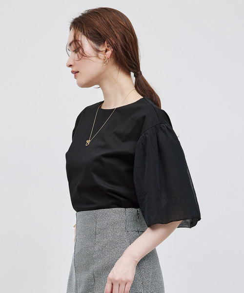 ROPE'(ロペ)の「オーガンジー袖カットソー(Tシャツ/カットソー・レディース・ベージュ/ブラック/ホワイト・FREE)」の15枚目の写真