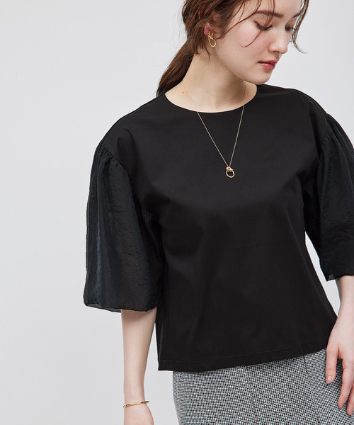 ROPE'(ロペ)の「オーガンジー袖カットソー(Tシャツ/カットソー・レディース・ベージュ/ブラック/ホワイト・FREE)」の16枚目の写真