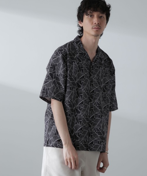 NANO universe（ナノユニバース）の「ポリサッカー総柄プリントシャツ 半袖（シャツ/ブラウス・メンズ・ホワイト/ブラック/ライトグレー・S/M/L/XL）」の3枚目の写真