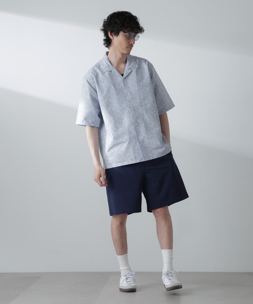 NANO universe（ナノユニバース）の「ポリサッカー総柄プリントシャツ 半袖（シャツ/ブラウス・メンズ・ホワイト/ブラック/ライトグレー・S/M/L/XL）」の22枚目の写真