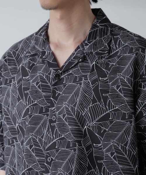 NANO universe（ナノユニバース）の「ポリサッカー総柄プリントシャツ 半袖（シャツ/ブラウス・メンズ・ホワイト/ブラック/ライトグレー・S/M/L/XL）」の16枚目の写真