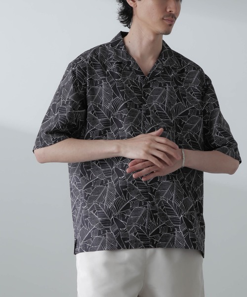 NANO universe（ナノユニバース）の「ポリサッカー総柄プリントシャツ 半袖（シャツ/ブラウス・メンズ・ホワイト/ブラック/ライトグレー・S/M/L/XL）」の10枚目の写真