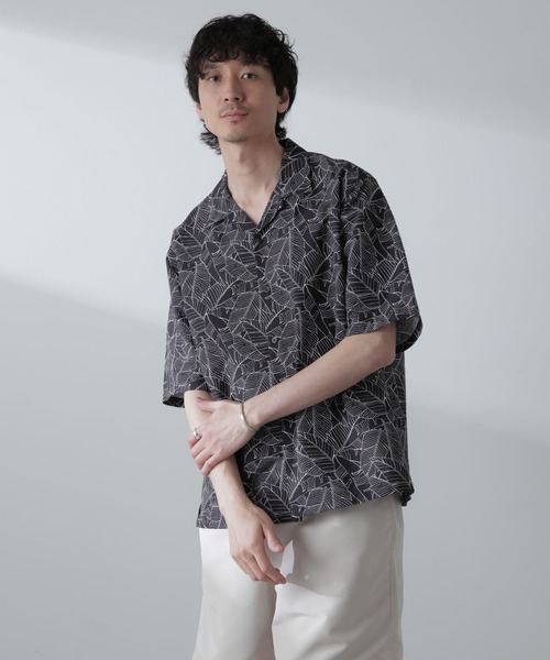 NANO universe（ナノユニバース）の「ポリサッカー総柄プリントシャツ 半袖（シャツ/ブラウス・メンズ・ホワイト/ブラック/ライトグレー・S/M/L/XL）」の11枚目の写真