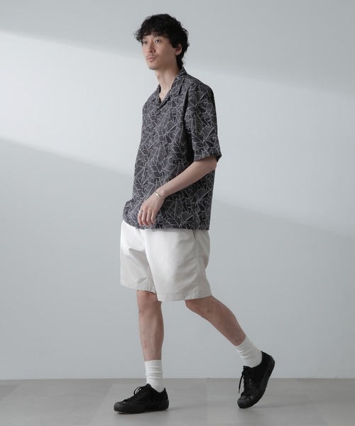 NANO universe（ナノユニバース）の「ポリサッカー総柄プリントシャツ 半袖（シャツ/ブラウス・メンズ・ホワイト/ブラック/ライトグレー・S/M/L/XL）」の8枚目の写真