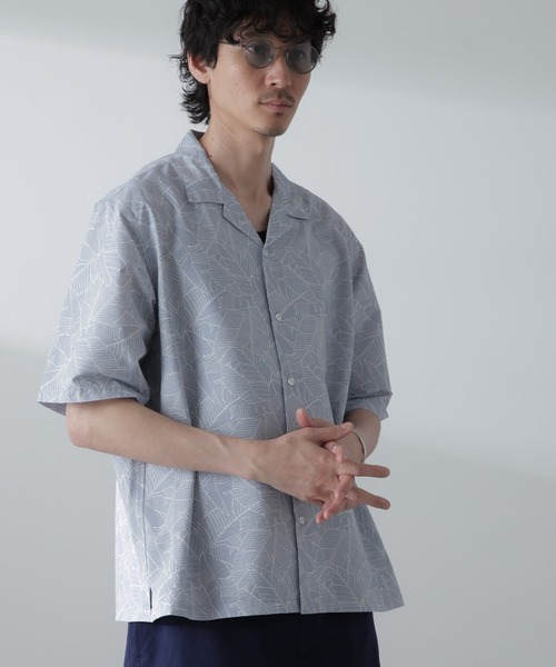 NANO universe（ナノユニバース）の「ポリサッカー総柄プリントシャツ 半袖（シャツ/ブラウス・メンズ・ホワイト/ブラック/ライトグレー・S/M/L/XL）」の21枚目の写真