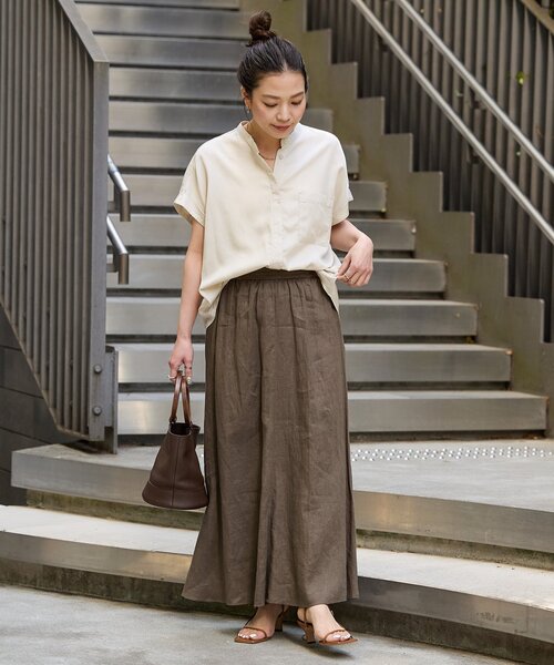 DT♪ JOAN リネンキャンバスのストレートスカート 関税込 追加》手洗い可 / フレンチリネンギャザースカート(スカート
