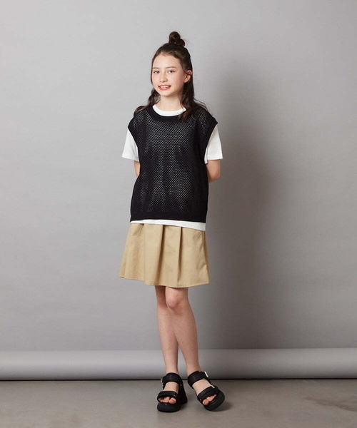 a.v.v（アーヴェヴェ）の「[160]タック＆ギャザーフレアスカート（スカート・キッズ・ブルー/ブラック/ベージュ・160）」の11枚目の写真