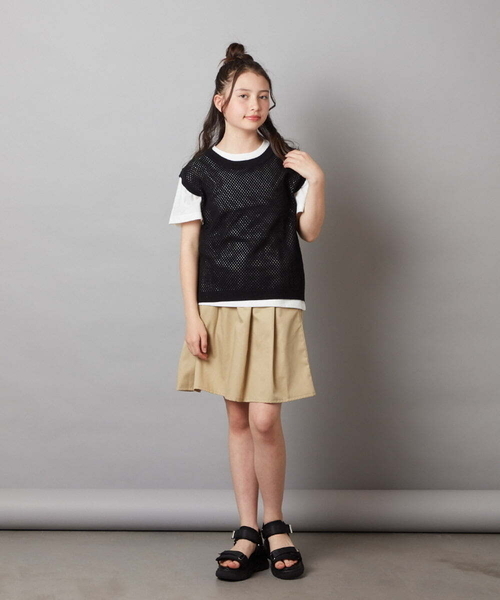 a.v.v（アーヴェヴェ）の「[160]タック＆ギャザーフレアスカート（スカート・キッズ・ブルー/ブラック/ベージュ・160）」の9枚目の写真