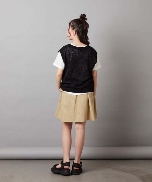 a.v.v（アーヴェヴェ）の「[160]タック＆ギャザーフレアスカート（スカート・キッズ・ブルー/ブラック/ベージュ・160）」の7枚目の写真