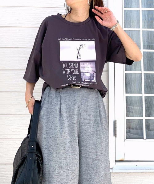 Q（キュー）の「ドライタッチコットンフォトT（Tシャツ/カットソー・レディース・ブルー/チャコールグレー・MEDIUM）」の3枚目の写真