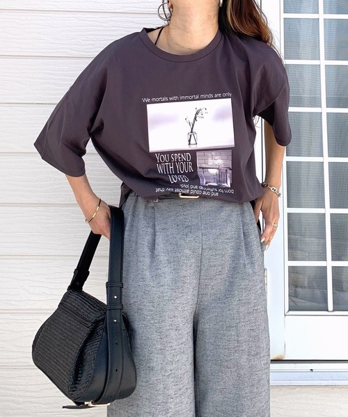 Q（キュー）の「ドライタッチコットンフォトT（Tシャツ/カットソー・レディース・ブルー/チャコールグレー・MEDIUM）」の5枚目の写真