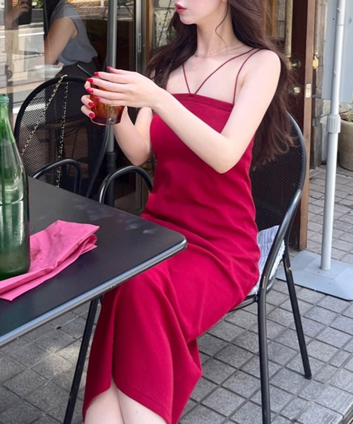 ROYAL PARTY（ロイヤルパーティー）の「【ZOZO限定】パット付ダブルストラップキャミワンピース（ワンピース・レディース・レッド/ブラック/マルチ/グレー・FREE）」の22枚目の写真