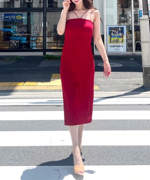 ROYAL PARTY（ロイヤルパーティー）の「【ZOZO限定】パット付ダブルストラップキャミワンピース（ワンピース・レディース・レッド/ブラック/マルチ/グレー・FREE）」の19枚目の写真