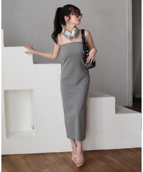 ROYAL PARTY（ロイヤルパーティー）の「【ZOZO限定】パット付ダブルストラップキャミワンピース（ワンピース・レディース・レッド/ブラック/マルチ/グレー・FREE）」の9枚目の写真