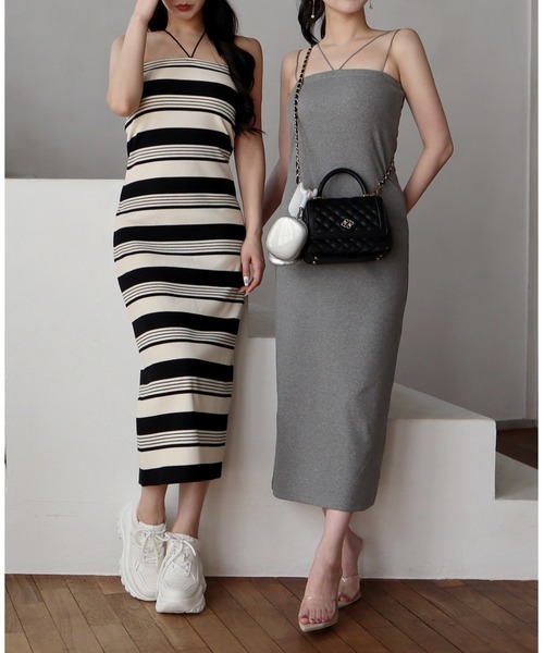 ROYAL PARTY（ロイヤルパーティー）の「【ZOZO限定】パット付ダブルストラップキャミワンピース（ワンピース・レディース・レッド/ブラック/マルチ/グレー・FREE）」の11枚目の写真