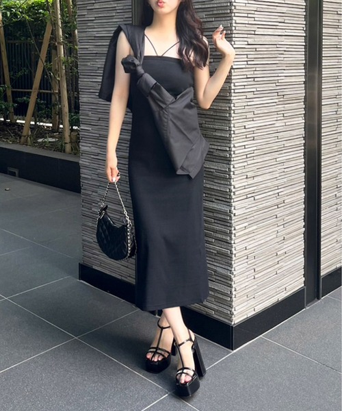 ROYAL PARTY（ロイヤルパーティー）の「【ZOZO限定】パット付ダブルストラップキャミワンピース（ワンピース・レディース・レッド/ブラック/マルチ/グレー・FREE）」の5枚目の写真